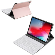 A11 Bluetooth 3.0 Ultra-thin ABS Detachable Bluetooth Keyboard Leather Tablet Case for iPad Air 4 / Air 5 / Pro 11 inch 2022 / 2021 / 2020 / 2018, with Holder (Rose Gold)
