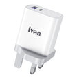 IVON AD52 18W USB-C / Type-C + USB Dual Port PD Fast Charge(UK Plug) - USB Charger by IVON | Online Shopping South Africa | PMC TechLife | Buy Now Pay Later Mobicred