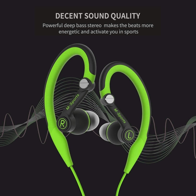 Mucro MB-232 Running In-Ear Sport Earhook Wired Stereo Headphones for Jogging Gym(Green)
