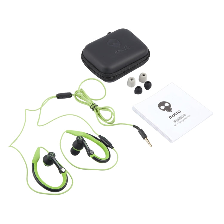 Mucro MB-232 Running In-Ear Sport Earhook Wired Stereo Headphones for Jogging Gym(Green)