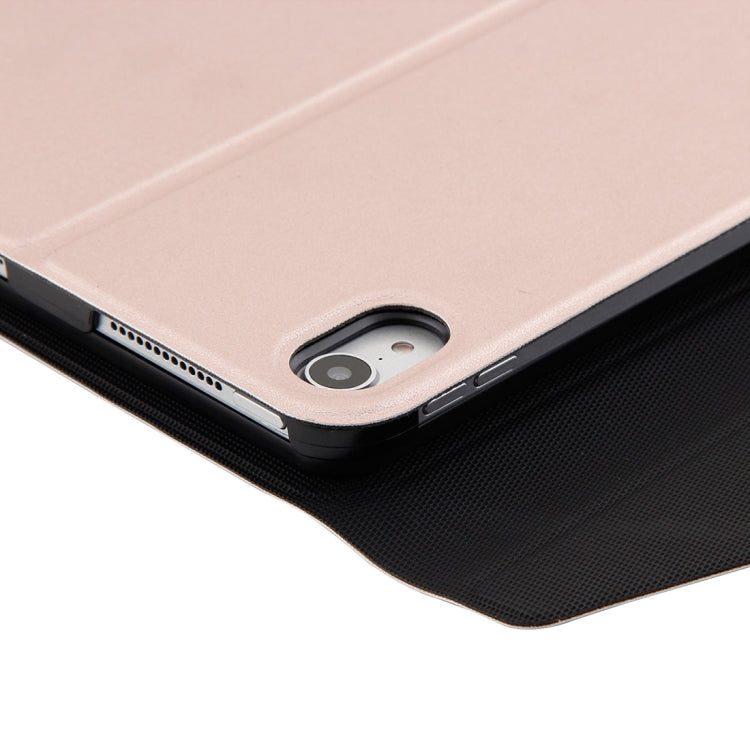 1130B Detachable Bluetooth 3.0 ABS Brushed Texture Keyboard + Lambskin Texture Leather Tablet Case for iPad Pro 11 inch (2018), with Three-gear Adjustment / Magnetic / Sleep Function(Pink)