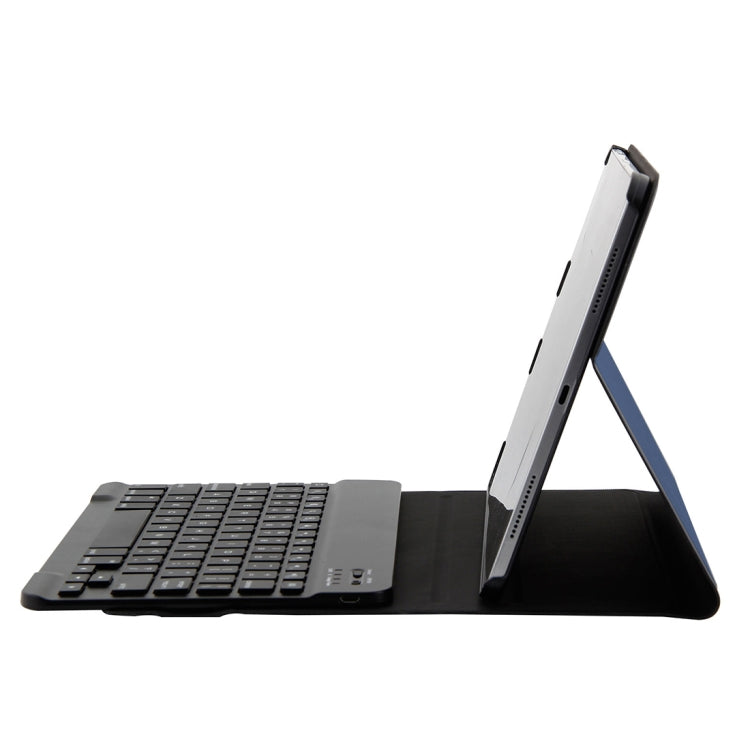 1130B Detachable Bluetooth 3.0 ABS Brushed Texture Keyboard + Lambskin Texture Leather Tablet Case for iPad Pro 11 inch (2018), with Three-gear Adjustment / Magnetic / Sleep Function(Blue)