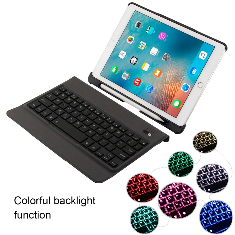 T-201D Detachable Bluetooth 3.0 Ultra-thin Keyboard + Lambskin Texture Leather Tablet Case for iPad Air / Air 2 / iPad Pro 9.7 inch, Support Multi-angle Adjustment / Backlight (Blue)