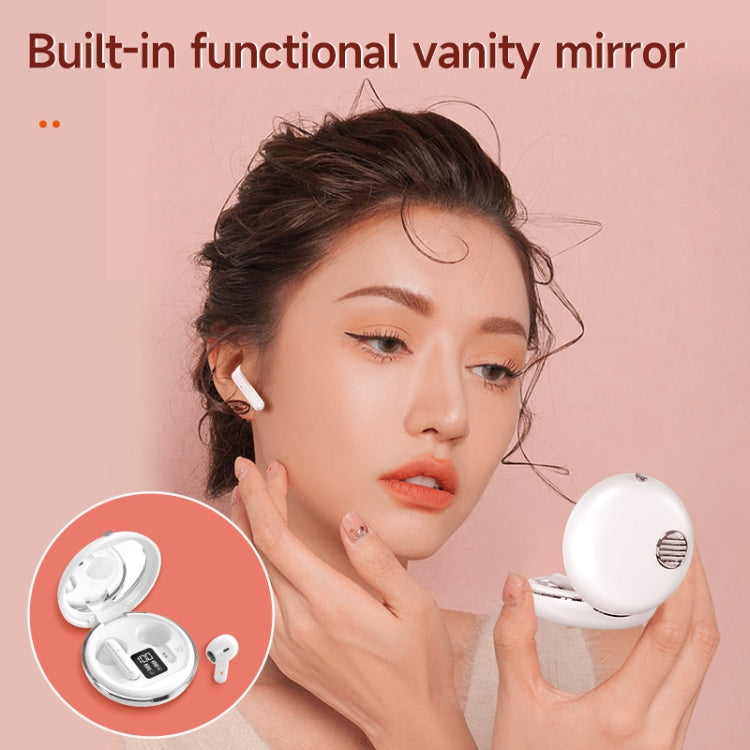 HXSJ Air-S28 TWS Bluetooth 5.3 True Wireless HiFi Stereo Make-up Mirror Earphones with Charging Case (White)