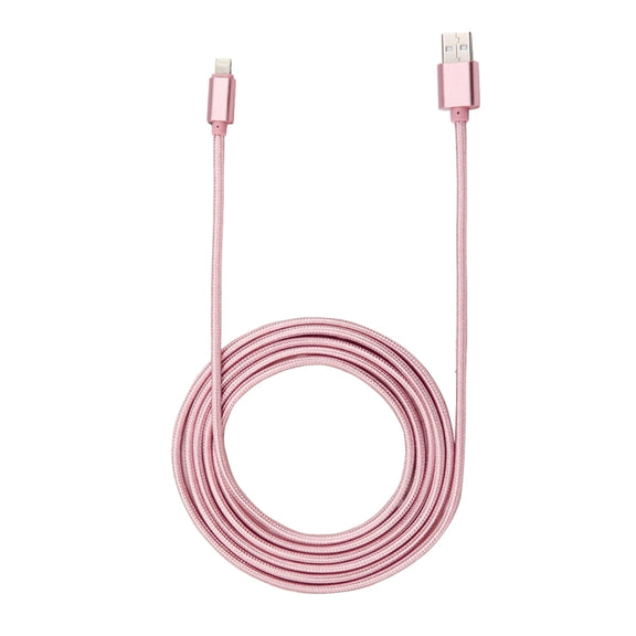 2m Woven Style Metal Head 84 Cores 8 Pin to USB 2.0 Data / Charger Cable(Rose Gold)