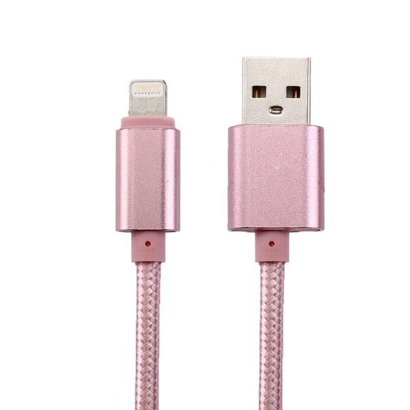 2m Woven Style Metal Head 84 Cores 8 Pin to USB 2.0 Data / Charger Cable(Rose Gold)