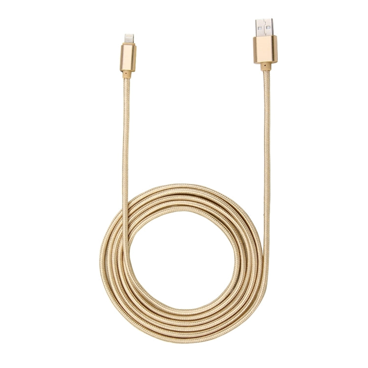 1m Woven Style Metal Head 84 Cores 8 Pin to USB 2.0 Data / Charger Cable(Gold)