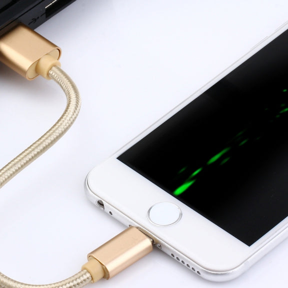 1m Woven Style Metal Head 84 Cores 8 Pin to USB 2.0 Data / Charger Cable(Gold)
