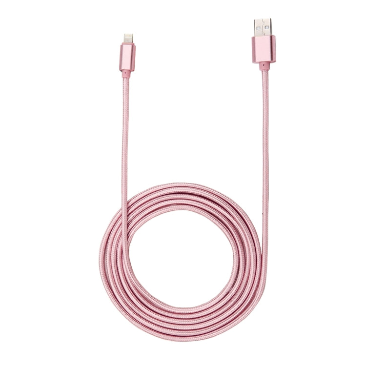 1m Woven Style Metal Head 84 Cores 8 Pin to USB 2.0 Data / Charger Cable(Rose Gold)