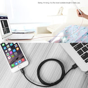 3m 3A Woven Style Metal Head 8 Pin to USB Data / Charger Cable(Blue)