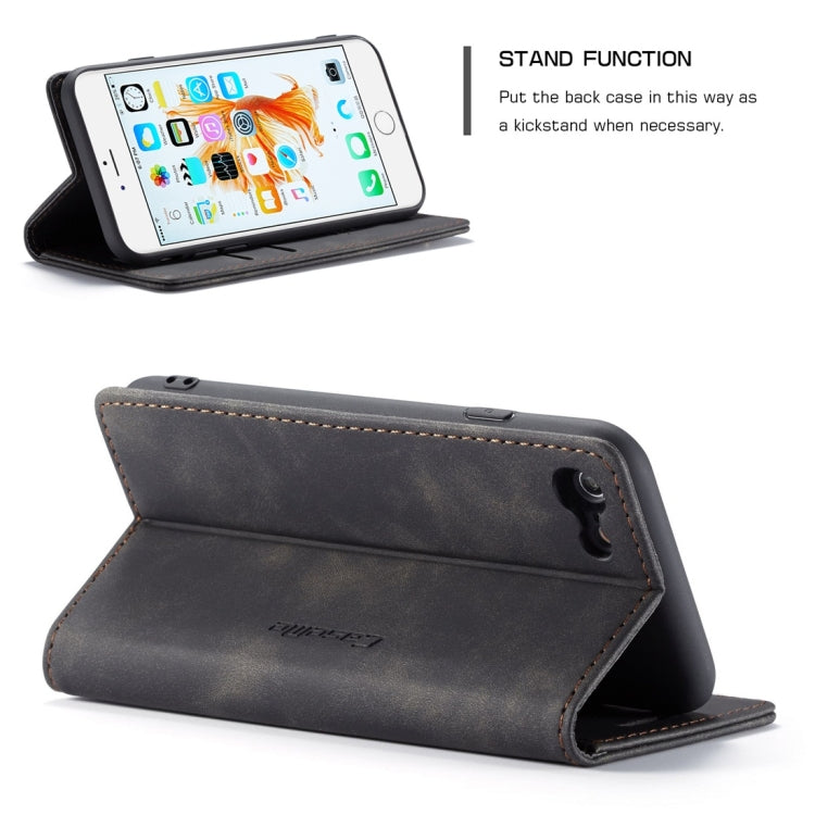 CaseMe-013 Multifunctional Retro Frosted Horizontal Flip Leather Case for iPhone 6 / 6s, with Card Slot & Holder & Wallet(Black)