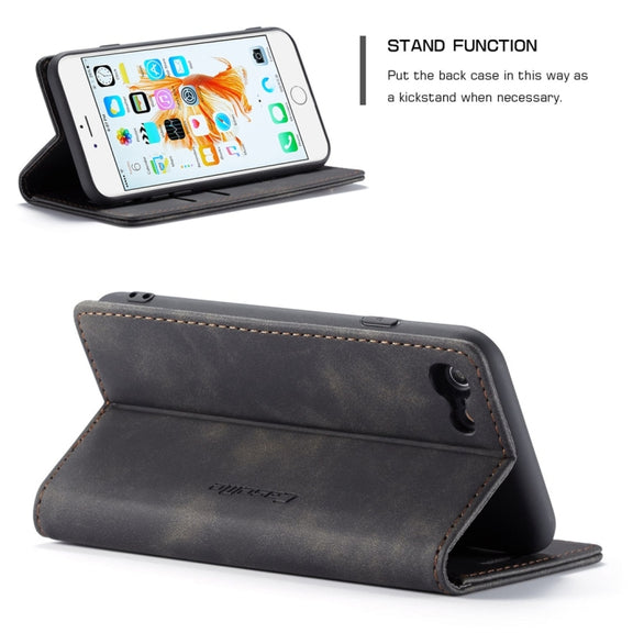 CaseMe-013 Multifunctional Retro Frosted Horizontal Flip Leather Case for iPhone 6 / 6s, with Card Slot & Holder & Wallet(Black)