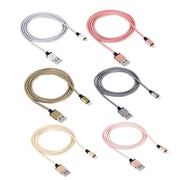 1m Woven Style Metal Head 58 Cores 8 Pin to USB 2.0 Data / Charger Cable(Magenta)