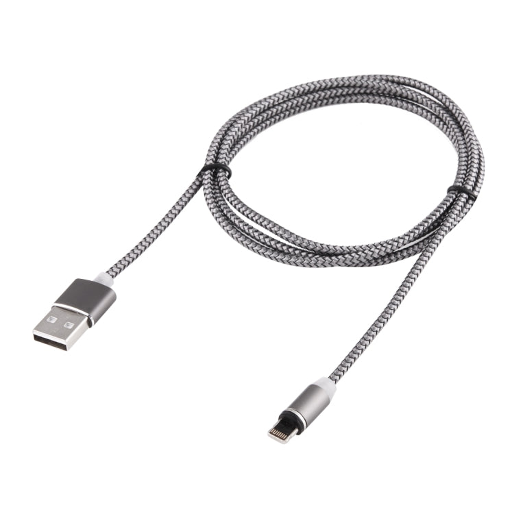 360 Degree Rotation 8 Pin to USB 2.0 Weave Style Magnetic Charging Cable with LED Indicator, Cable Length: 1m(Grey)