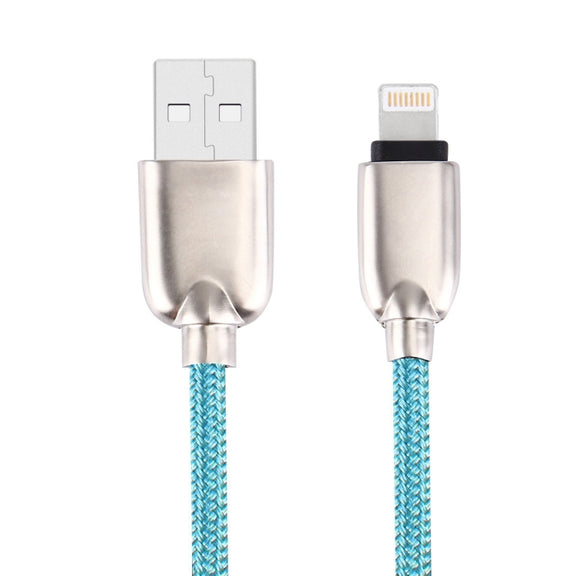 1m Woven 108 Copper Cores 8 Pin to USB Data Sync Charging Cable for iPhone, iPad(Blue)