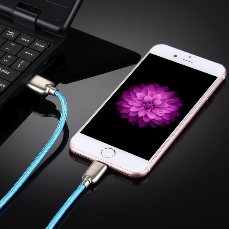 1m Woven 108 Copper Cores 8 Pin to USB Data Sync Charging Cable for iPhone, iPad(Blue)