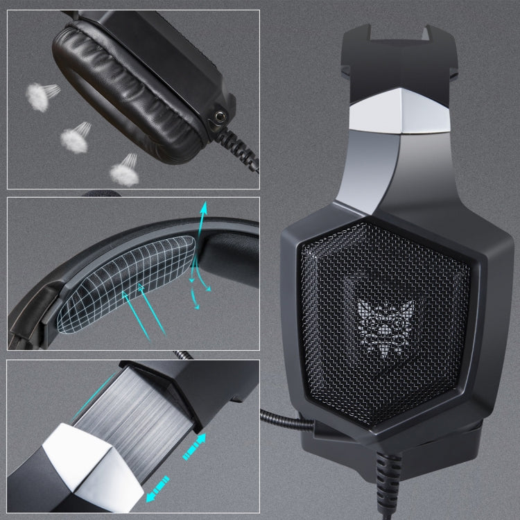 ONIKUMA K8 Over Ear Bass Stereo Surround Gaming Headphone with Microphone & RGB Color Changing Lights(Black)