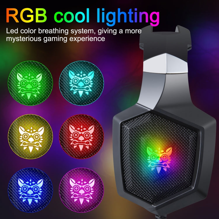 ONIKUMA K8 Over Ear Bass Stereo Surround Gaming Headphone with Microphone & RGB Color Changing Lights(Black)