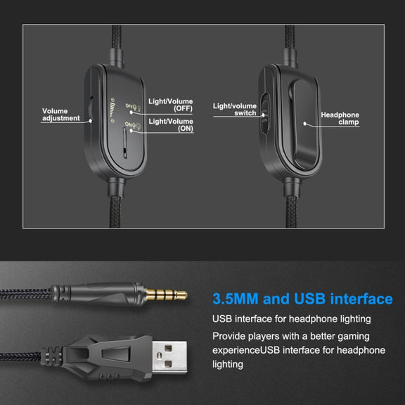 ONIKUMA K8 Over Ear Bass Stereo Surround Gaming Headphone with Microphone & RGB Color Changing Lights(Black)