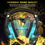 ONIKUMA K1 PRO Stereo Surround Gaming Headphone with Microphone & LED Lights(Black Blue)