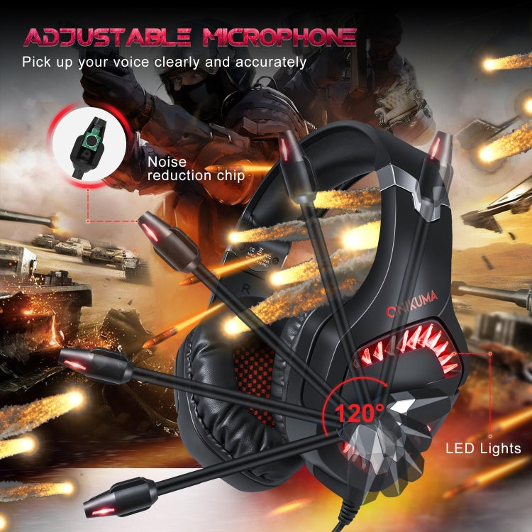 ONIKUMA K1 PRO Stereo Surround Gaming Headphone with Microphone & LED Lights(Black Red)