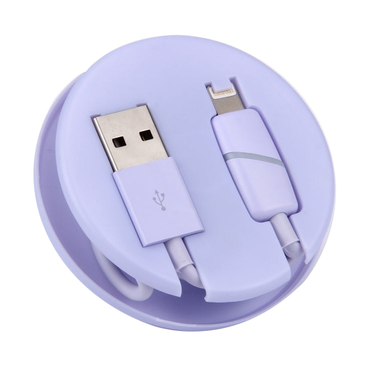 1m Circular Bobbin Gift Box Style 8 Pin to USB Data Sync Cable with Indicator for iPhone, iPad(Purple)