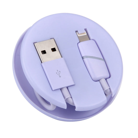 1m Circular Bobbin Gift Box Style 8 Pin to USB Data Sync Cable with Indicator for iPhone, iPad(Purple)