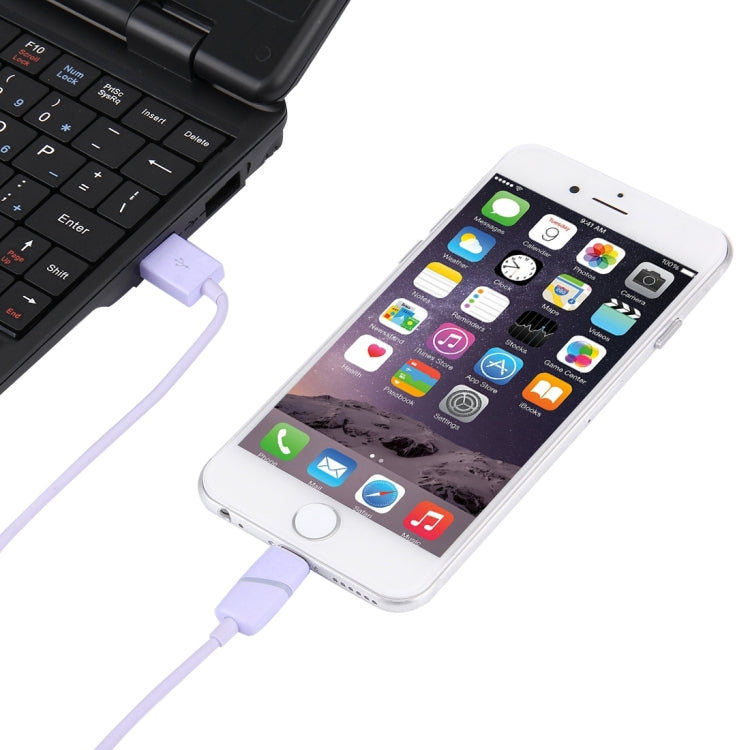 1m Circular Bobbin Gift Box Style 8 Pin to USB Data Sync Cable with Indicator for iPhone, iPad(Purple)