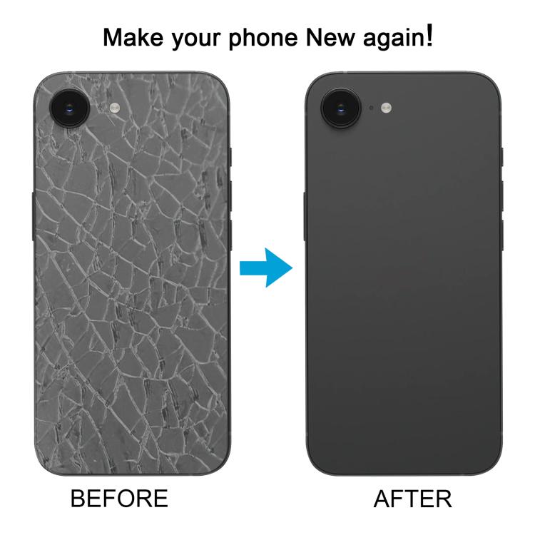 For iPhone 16e Glass Battery Back Cover with Camera Lens Cover(Black)