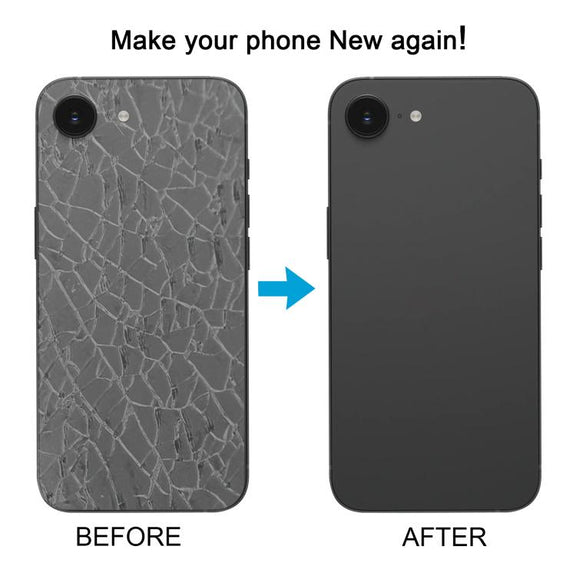 For iPhone 16e Glass Battery Back Cover with Camera Lens Cover(Black)
