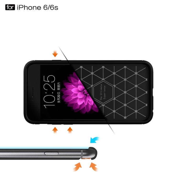 For iPhone 6 Plus & 6s Plus Brushed Texture Fiber TPU Rugged Armor Protective Case(Black)