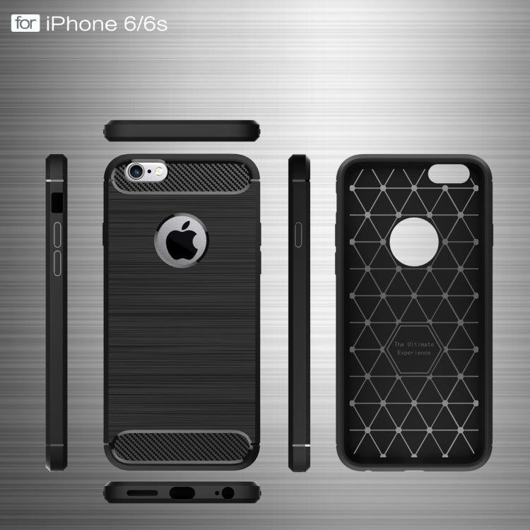 For iPhone 6 Plus & 6s Plus Brushed Texture Fiber TPU Rugged Armor Protective Case(Black)