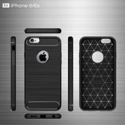 For iPhone 6 Plus & 6s Plus Brushed Texture Fiber TPU Rugged Armor Protective Case(Black)