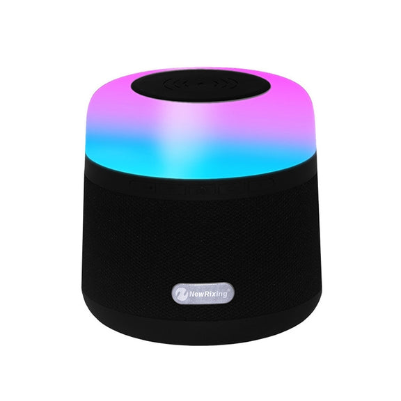 NewRixing NR-3500 Multi-function Atmosphere Light Wireless Charging Bluetooth Speaker with Hands-free Call Function, Support TF Card & USB & FM & AUX(Black)