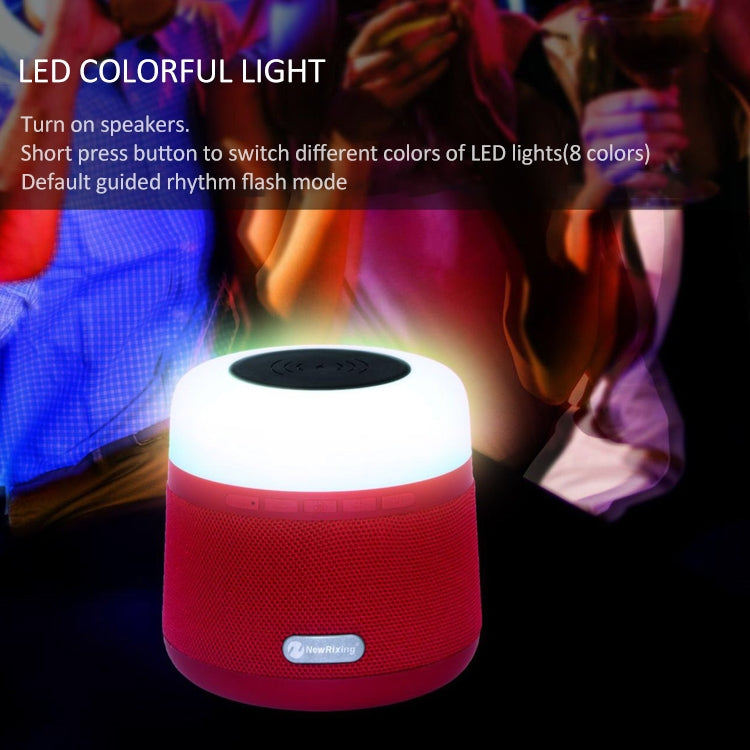 NewRixing NR-3500 Multi-function Atmosphere Light Wireless Charging Bluetooth Speaker with Hands-free Call Function, Support TF Card & USB & FM & AUX(Black)