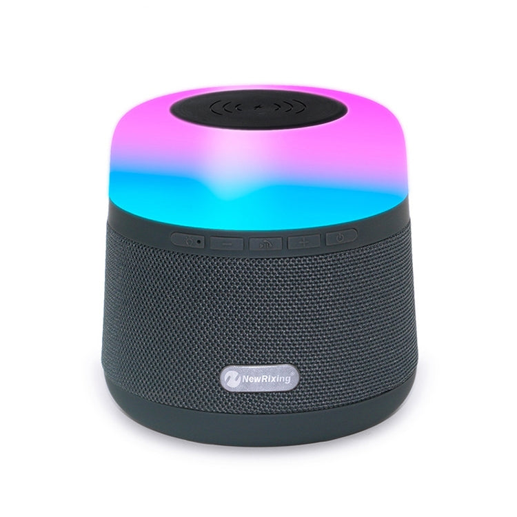 NewRixing NR-3500 Multi-function Atmosphere Light Wireless Charging Bluetooth Speaker with Hands-free Call Function, Support TF Card & USB & FM & AUX (Grey)