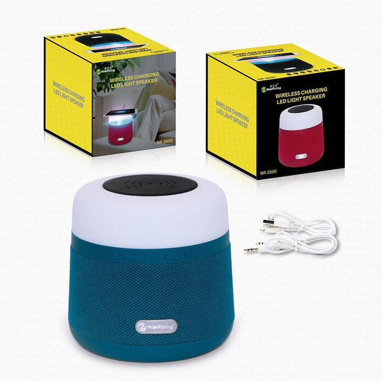NewRixing NR-3500 Multi-function Atmosphere Light Wireless Charging Bluetooth Speaker with Hands-free Call Function, Support TF Card & USB & FM & AUX (Grey)