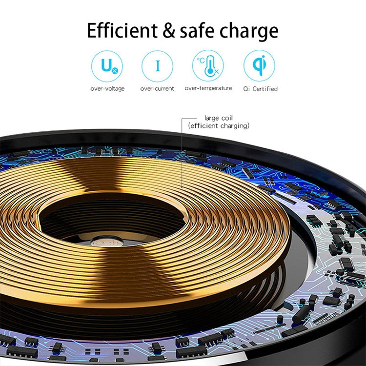 NewRixing NR-3500 Multi-function Atmosphere Light Wireless Charging Bluetooth Speaker with Hands-free Call Function, Support TF Card & USB & FM & AUX (Grey)