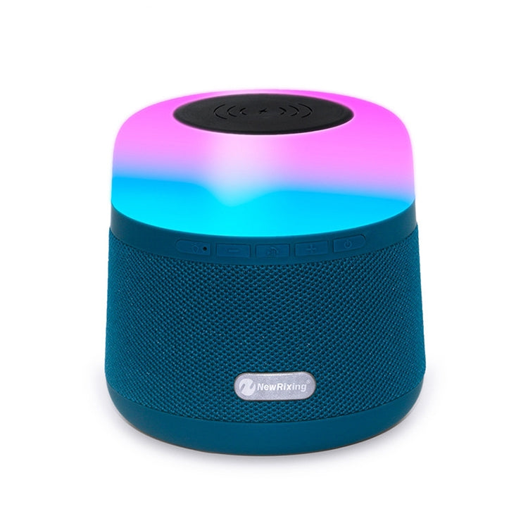 NewRixing NR-3500 Multi-function Atmosphere Light Wireless Charging Bluetooth Speaker with Hands-free Call Function, Support TF Card & USB & FM & AUX (Blue)
