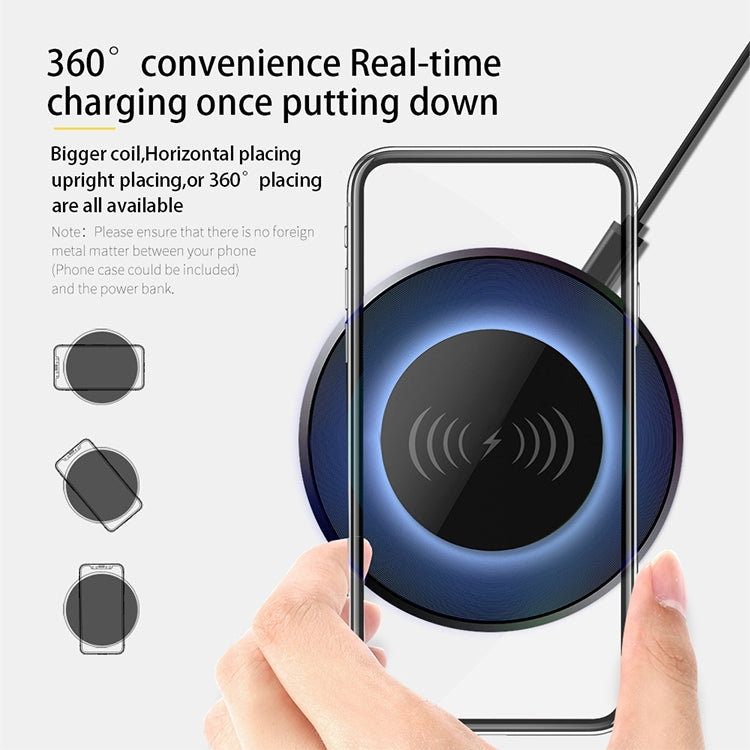 NewRixing NR-3500 Multi-function Atmosphere Light Wireless Charging Bluetooth Speaker with Hands-free Call Function, Support TF Card & USB & FM & AUX (Blue)