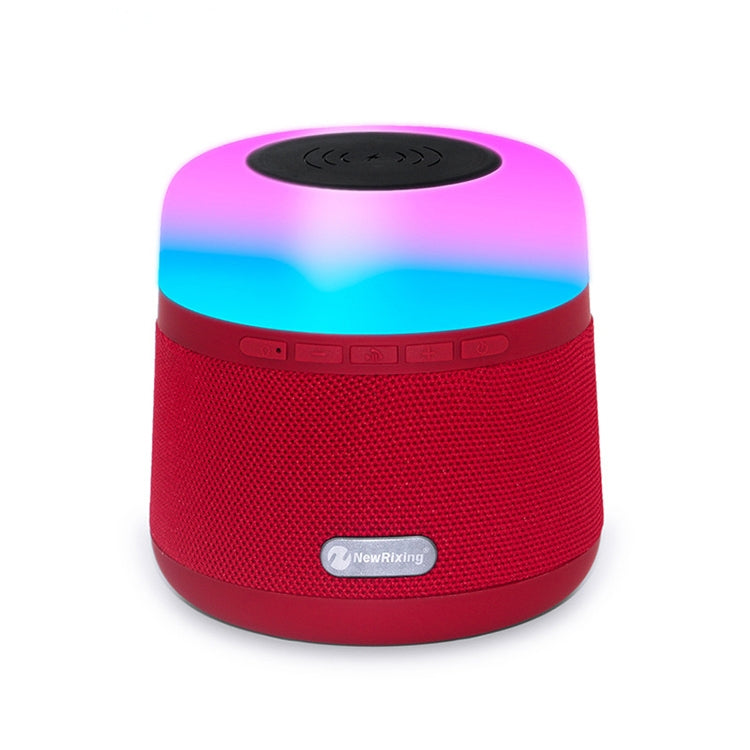 NewRixing NR-3500 Multi-function Atmosphere Light Wireless Charging Bluetooth Speaker with Hands-free Call Function, Support TF Card & USB & FM & AUX (Red)