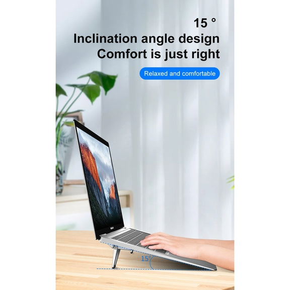 20 PCS R-JUST BJ01 Universal Stickable Shield Shape Laptop Foldable Stand(Silver)