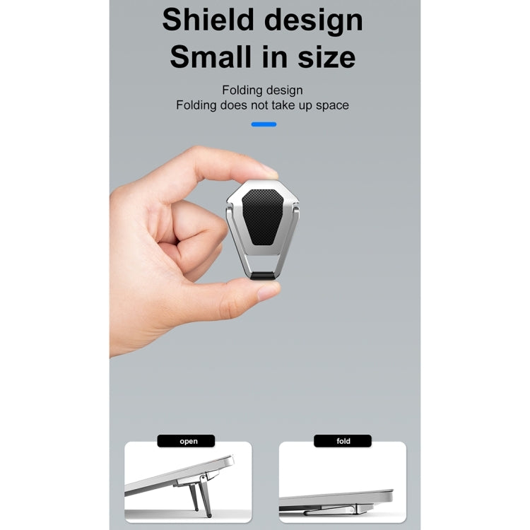 20 PCS R-JUST BJ01 Universal Stickable Shield Shape Laptop Foldable Stand(Silver)
