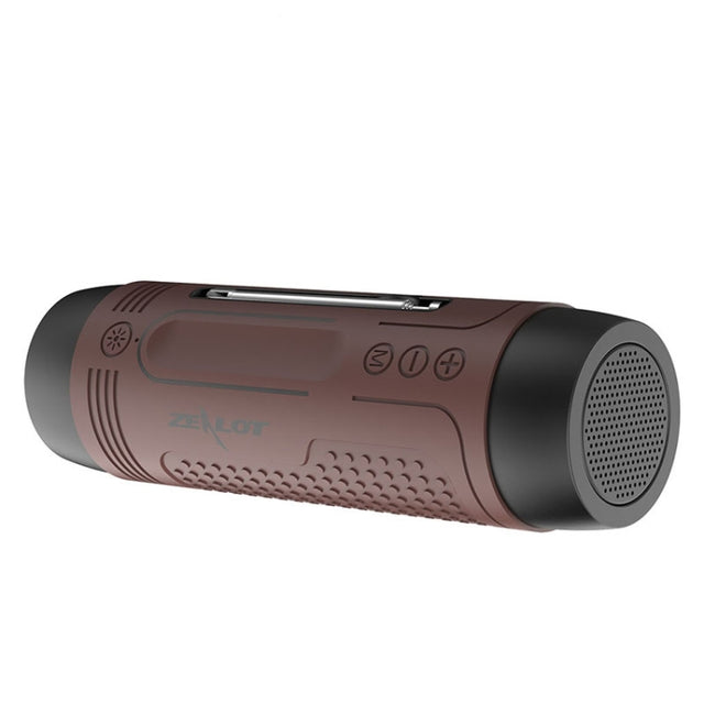 ZEALOT A2 Multifunctional Bass Wireless Bluetooth Speaker, Built-in Microphone, Support Bluetooth Call & AUX & TF Card & LED Lights (Brown)