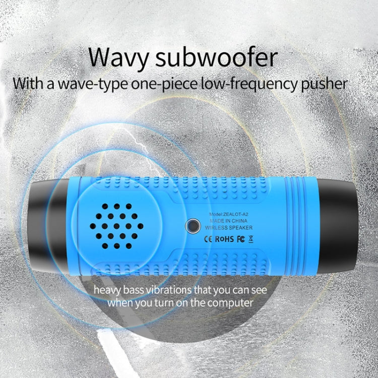 ZEALOT A2 Multifunctional Bass Wireless Bluetooth Speaker, Built-in Microphone, Support Bluetooth Call & AUX & TF Card & LED Lights (Grey)