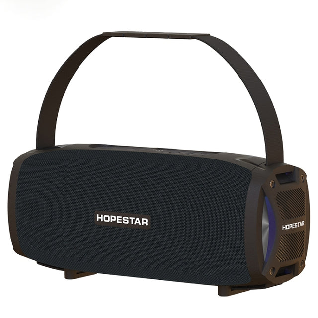HOPESTAR H24 Pro TWS Portable Outdoor Water-resistant Woven Textured Bluetooth Speaker with Rhythm Light, Support Hands-free Call & U Disk & TF Card & 3.5mm AUX & FM (Black)