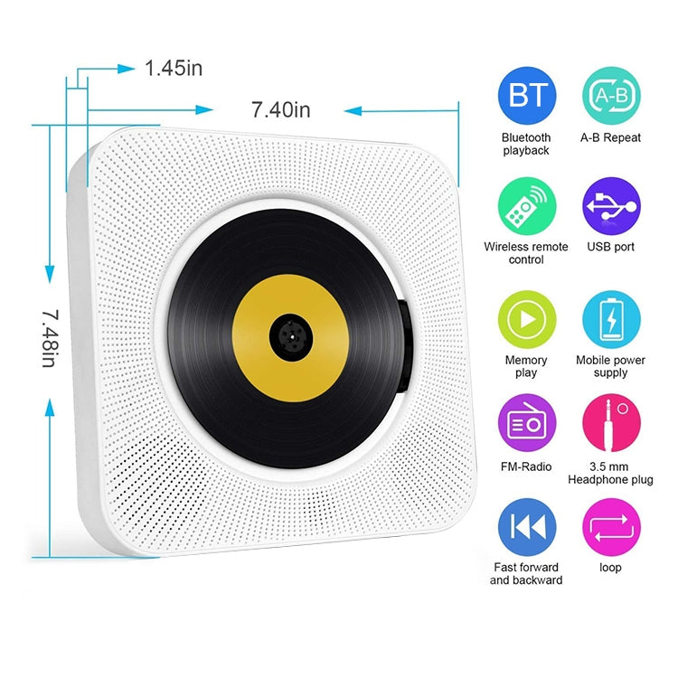 The Second Generation Portable Digital Display Bluetooth Speaker CD Player with Remote Control (White)