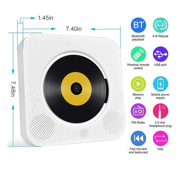 The Second Generation Portable Digital Display Bluetooth Speaker CD Player with Remote Control (White)