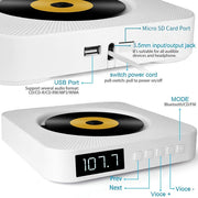 The Second Generation Portable Digital Display Bluetooth Speaker CD Player with Remote Control (Pink)