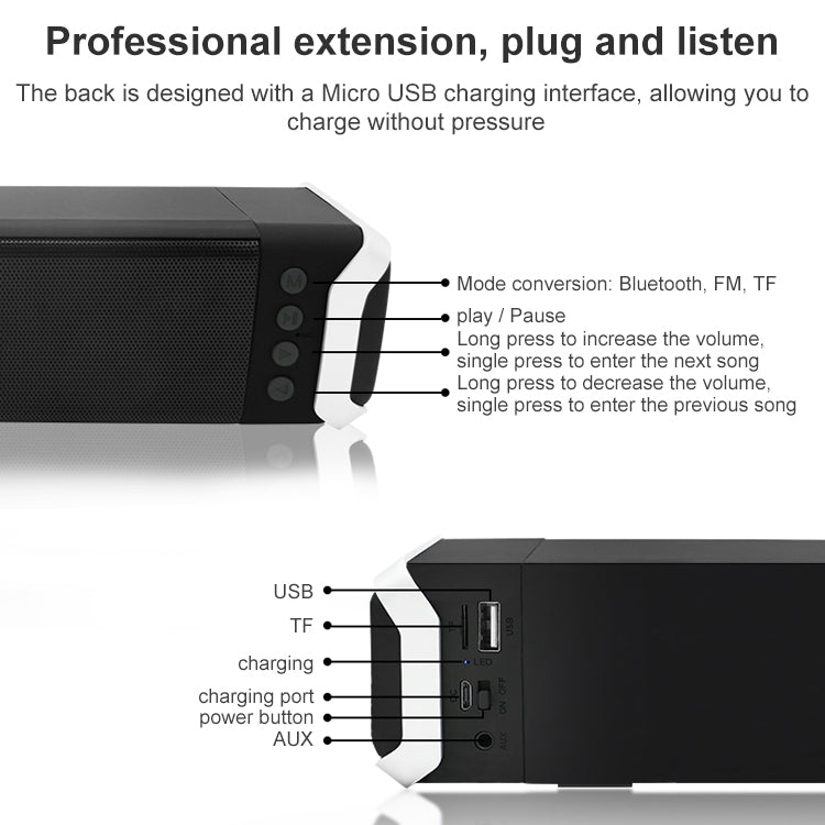 NewRixing NR-2017 Portable Bluetooth Speaker, Support Hands-free Call / TF Card / FM / U Disk (Silver)
